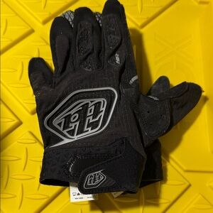 Troy Lee Designs Black and Gray Logo Gloves